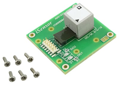 ADI ADIS16228 mounted on its evaluation board ADI ADIS16228 mounted on its evaluation board