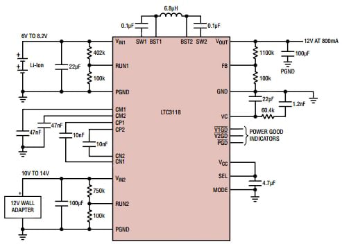 Linear Technology buck-boost converter LTC3118 Diagram of Linear Technology buck-boost converter LTC3118