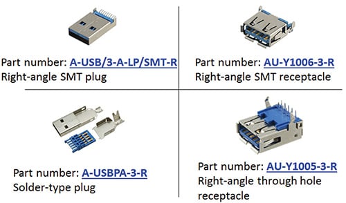 Assmann SuperSpeed USB standard-A connector options Image of Assmann SuperSpeed USB standard-A connector options