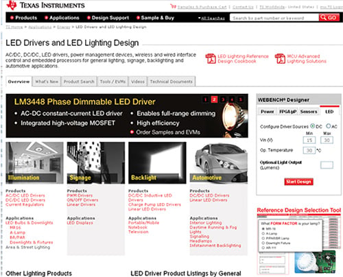 LED lighting on ti.com Image of LED lighting on ti.com