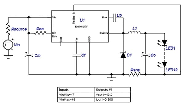 Demonstration circuit for the Texas Instruments LM3402 Image of demonstration circuit for the Texas Instruments LM3402