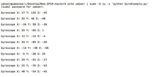 Screen capture of GyroExample.py code running Screen capture of GyroExample.py code running