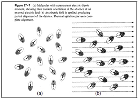 Alignment of electric dipoles Diagram of alignment of electric dipoles