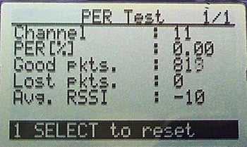 TI’s SmartRF06EBK illustrating BER/PER testing Screenshot from TI’s SmartRF06EBK illustrating BER/PER testing