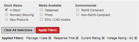 Selecting “In Stock” before hitting Apply Filters Image of selecting “In Stock” before hitting Apply Filters