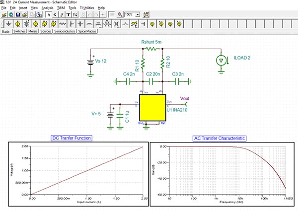 Texas Instruments TINA-TI simulation of the circuit Image of Texas Instruments TINA-TI simulation of the circuit
