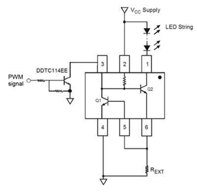 Diodes Incorporated AL5802 30 V adjustable current sink linear LED driver Application example of Diodes Incorporated AL5802 30 V adjustable current sink linear LED driver