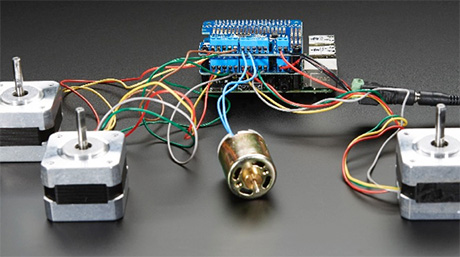 Adafruit 2348 motor HATs Image of multiple Adafruit 2348 motor HATs