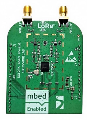 Semtech’s SX1276MB1LAS LoRa transceiver module Image of Semtech’s SX1276MB1LAS LoRa transceiver module