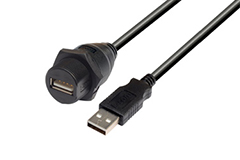 WPUSBAX-05M Waterproof Panel Mount USB Cable Image of L-Com's WPUSBAX-05M Waterproof Panel Mount USB Cable