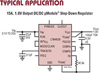 Analog Devices LTM4638 Typical Application (click to enlarge) Image of Analog Devices' LTM4638 uModule Regulator - Typical Application