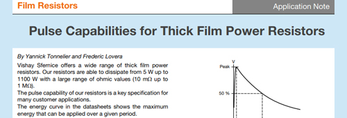 Pulse Capabilities for Vishay Thick Film Resistors Image of TVS protection diodes product sheet