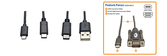 Tripp Lite's USB-C Data Charging Cables/Adapters Image of Tripp Lite's USB-C Data Charging Cables/Adapters