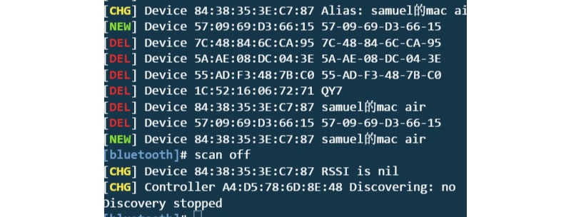 Figure 6: Turn off Bluetooth Scan Alt Text