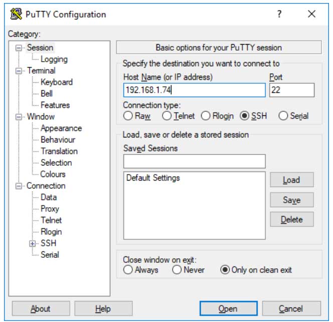 The PuTTY Application The PuTTY Application