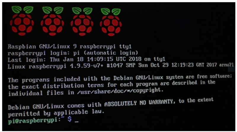 The Raspberry Pi command line boot mode The Raspberry Pi command line boot mode