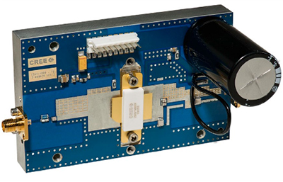 Imagen del circuito de demostración Wolfspeed suministrado para el PA CGHV14800F
