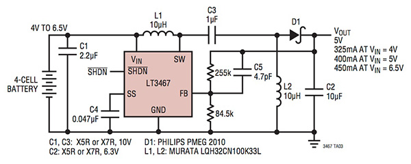 Image of Linear Technology LT3467 SEPIC-application circuit