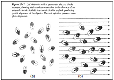 Diagram of alignment of electric dipoles