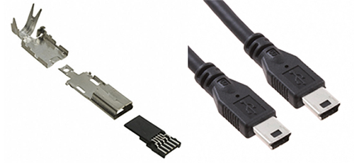 Image of Hirose’s UX40A-MB-5P USB-mini and the cabled version