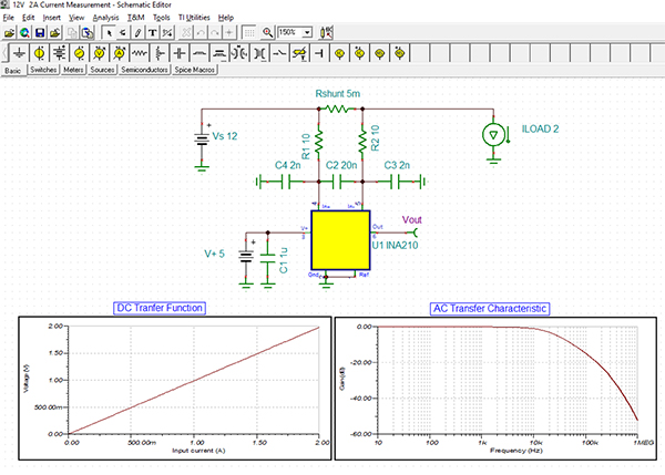 Image of Texas Instruments TINA-TI simulation of the circuit