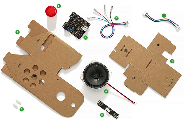 Image of Raspberry Pi 3 with the Seeed Technology Google AIY voice kit
