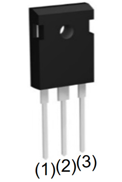 Imagen del SCT3160KL de ROHM en un paquete de 16 mm × 21 mm × 5 mm