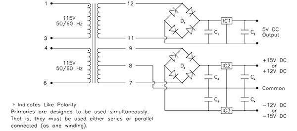 Diagram of Signal Transformer 14A-30-512 features 115/230 volt input