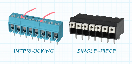 Image of interlocking vs. single-piece terminal blocks