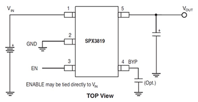 Diagram of MaxLinear SPX3819 3.3 volt linear regulator