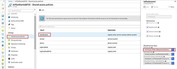Image of Azure cloud services with sensor data from the Seeed Technology AZ3166 IoT Developer Kit (click to enlarge)