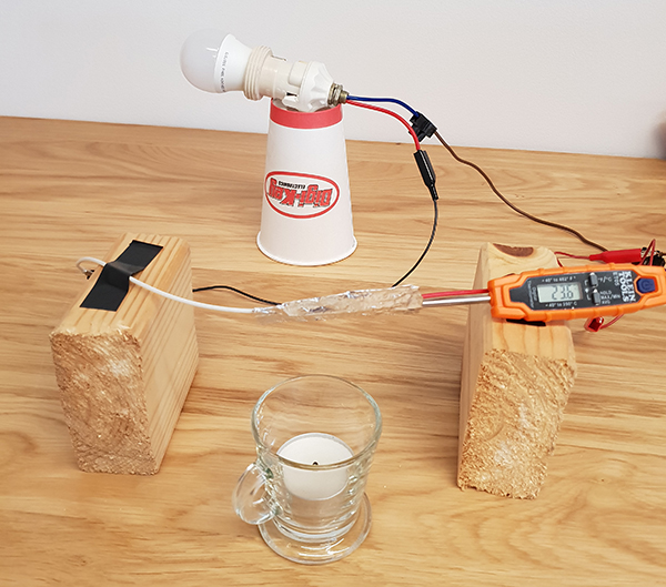 Image of experiment set-up with KEMET TRS5-60BLR00V sensor