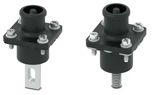 Image of busbar (left) or screw post (right) system connection options