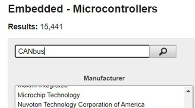 Image of an example of entering “CANbus” into the ‘Search Within Results’