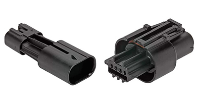 Image of Molex Squba 2042230004 plug (left) and 2042200004 receptacle (right)