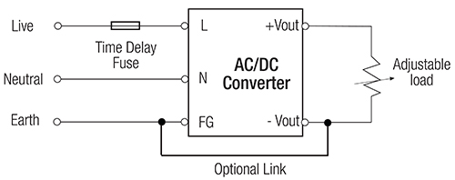 Diagram of output voltage can be connected to Earth to reference the output to ground