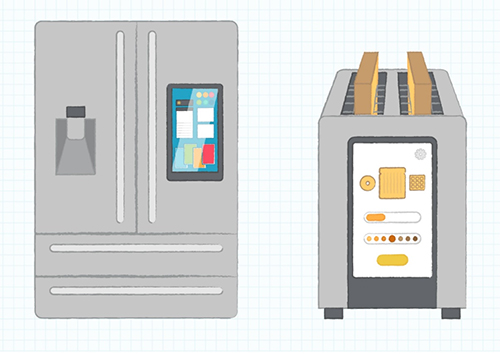 Examples of smart appliances include refrigerators with high-definition displays 