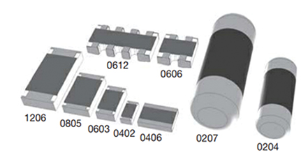 Image of Vishay surface-mounted resistors of different types and sizes
