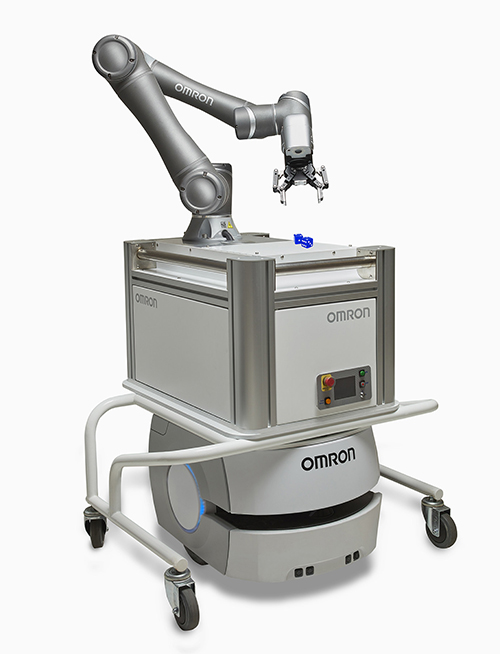 Image of manipulator cobot on top of an autonomous mobile robot