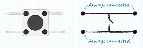 Image of common 4-pin tactile switch configuration