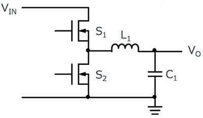Diagram of synchronous buck converter topology