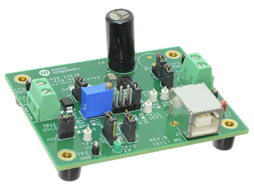 Image of Maxim MAX17608EVKIT# evaluation board for the MAX17608