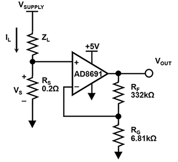 Diagram of AC motor low-side current sensing circuit