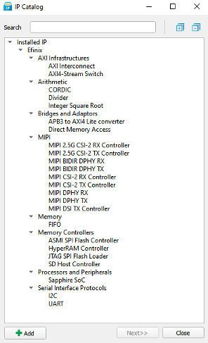 Imagen de Efinity que proporciona a los desarrolladores un catálogo IP