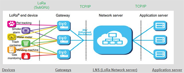 Image of typical LoRaWAN network application (click to enlarge)