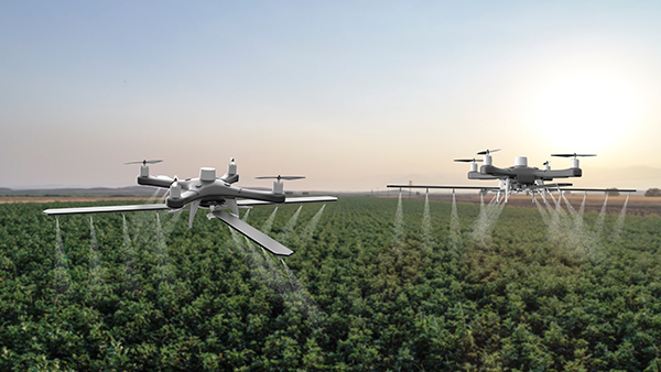 Image of large drones have been developed that can be used to apply spray treatments