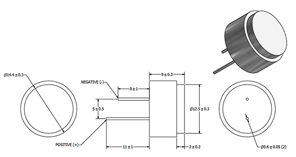 Diagram of PUI Audio UTR-1440K-TT-R basic 40 kHz ultrasonic transceiver (click to enlarge)