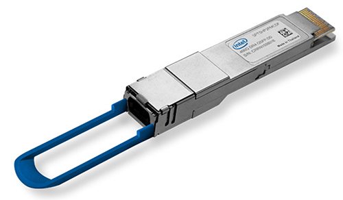 Image of Intel QSFP-DD transceiver has a 2 km range
