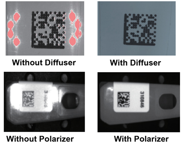 Image of diffusers and polarizing filters reduce reflections