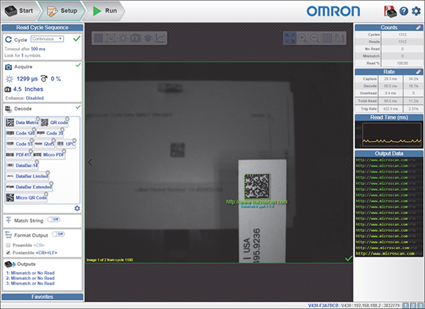 Image of Omron WebLink user interface (click to enlarge)